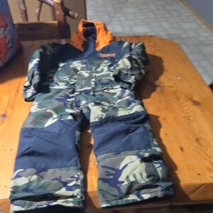 Airblaster Awesome Co Camouflage Snowsuit with Orange Hood Sz Xs